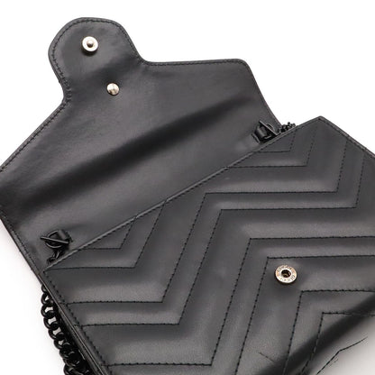 Gucci GG Marmont Shoulder Bag Chain Wallet 2-Way Clutch Quilted Leather Black — view 6