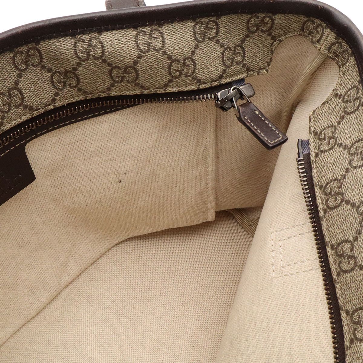 Gucci GG Supreme Plus Tote Shoulder Bag Leather Beige Dark Brown — view 8