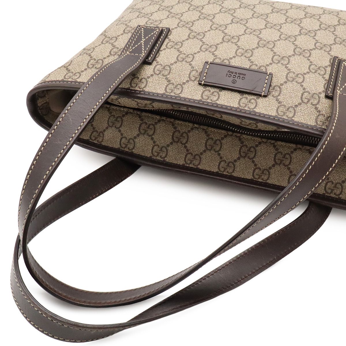 Gucci GG Supreme Plus Tote Shoulder Bag Leather Beige Dark Brown — view 4