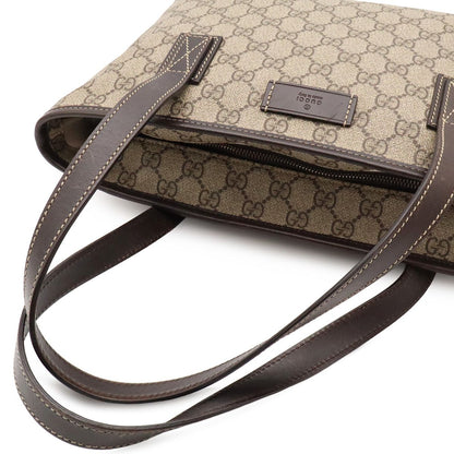 Gucci GG Supreme Plus Tote Shoulder Bag Leather Beige Dark Brown — view 4