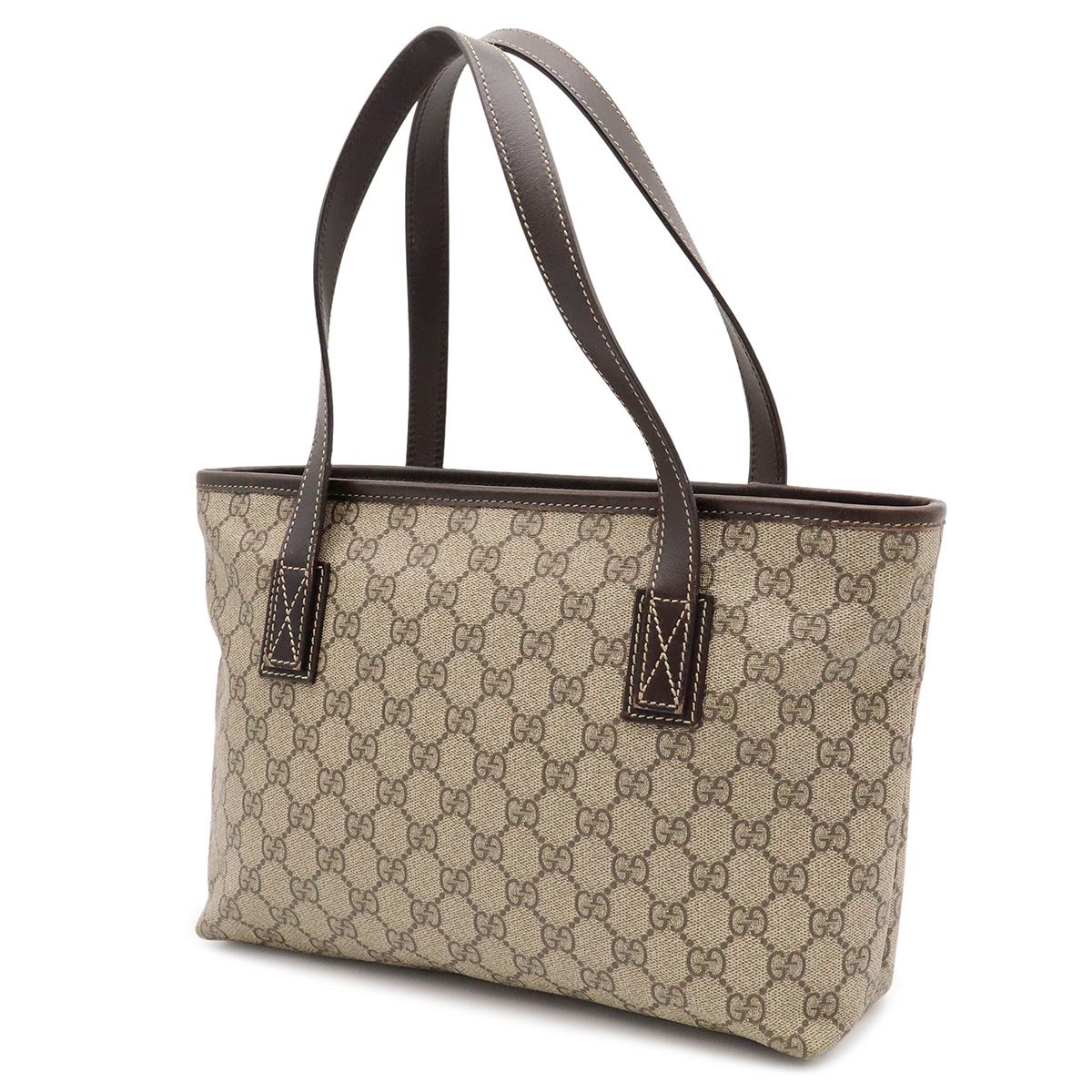 Gucci GG Supreme Plus Tote Shoulder Bag Leather Beige Dark Brown — view 2