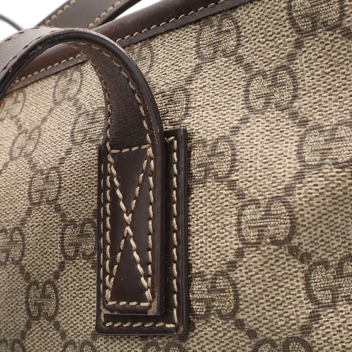 Gucci GG Supreme Plus Tote Shoulder Bag Leather Beige Dark Brown — view 5