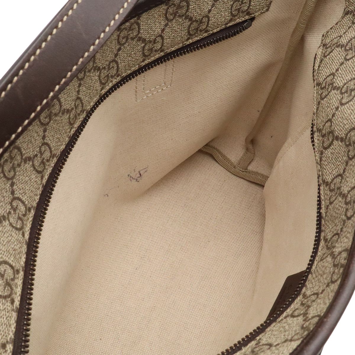 Gucci GG Supreme Plus Tote Shoulder Bag Leather Beige Dark Brown — view 7