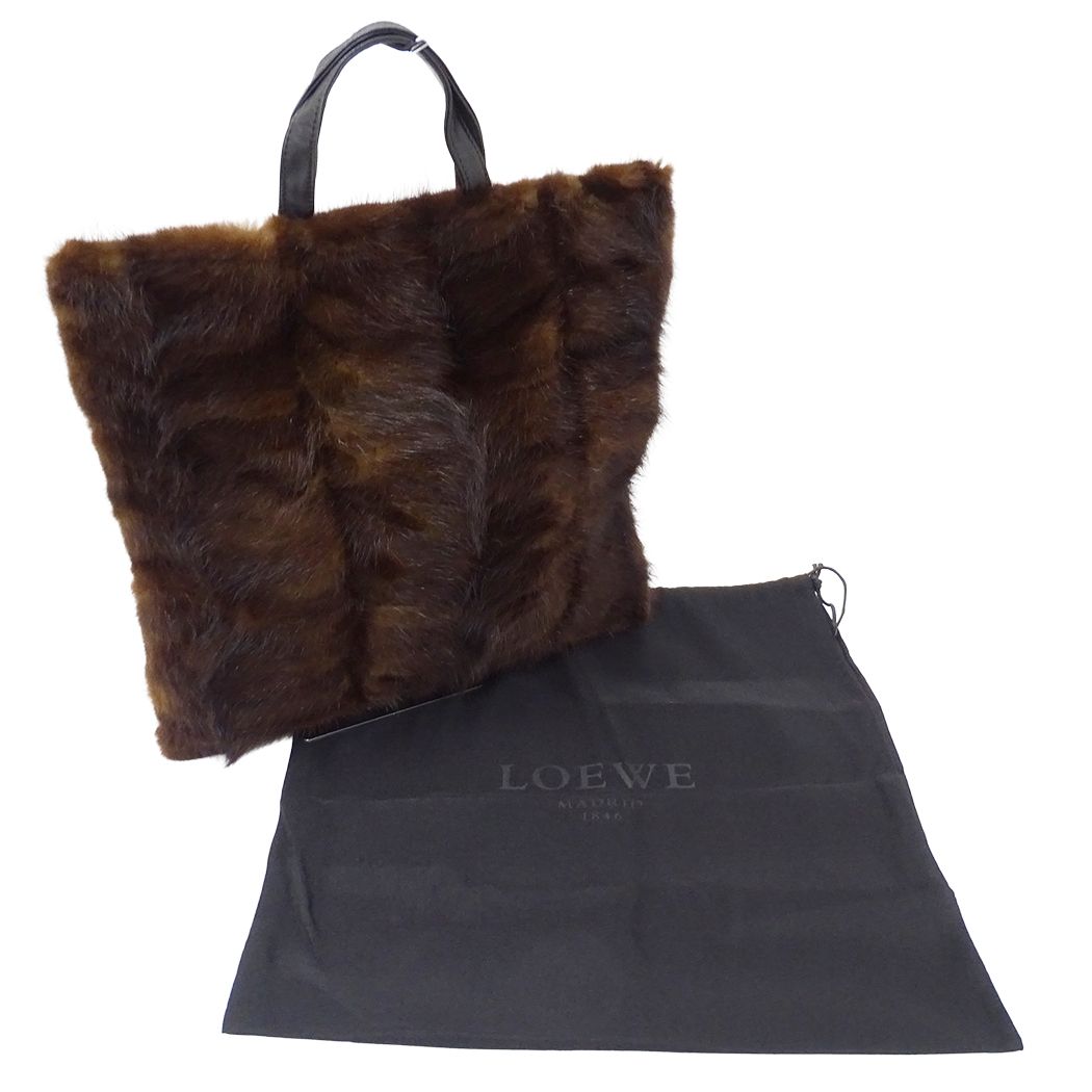 Loewe Tote Bag Fur Leather Brown — view 7