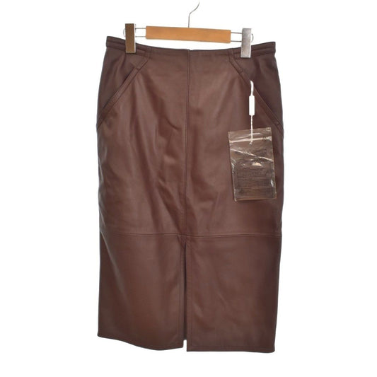 Max Mara Lambskin Pencil Skirt Knee-Length Brown 38
