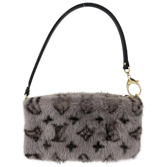 Louis Vuitton Handbag Pochette Mila MM Chain Mink Gray Gold