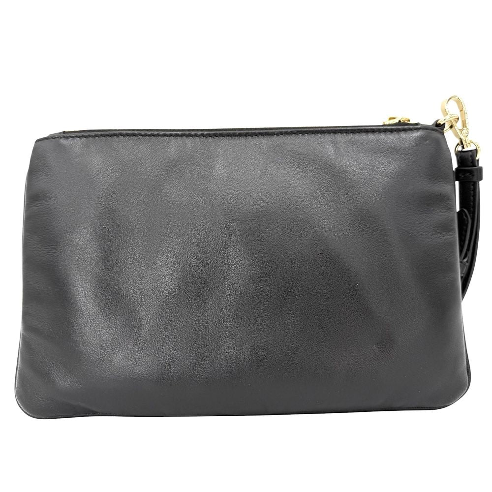 Miu Miu Pouch Clutch Logo Leather Black Gold — view 2