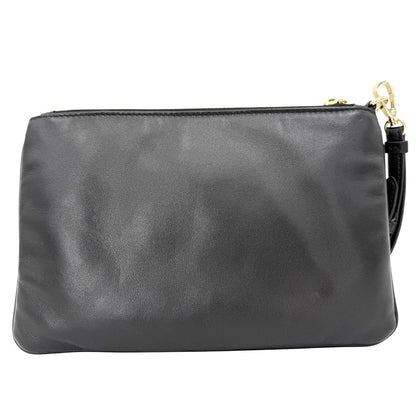 Miu Miu Pouch Clutch Logo Leather Black Gold — view 2
