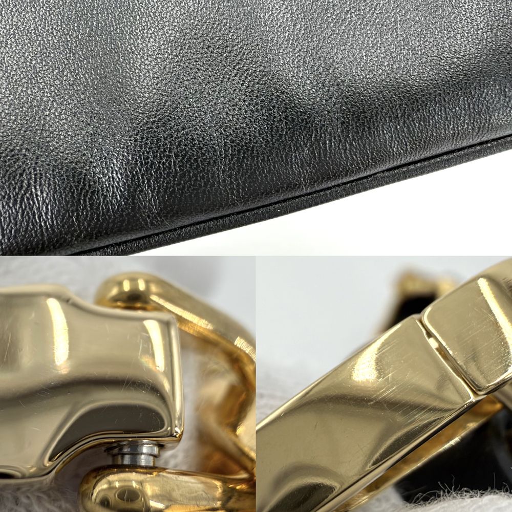 Miu Miu Pouch Clutch Logo Leather Black Gold — view 7