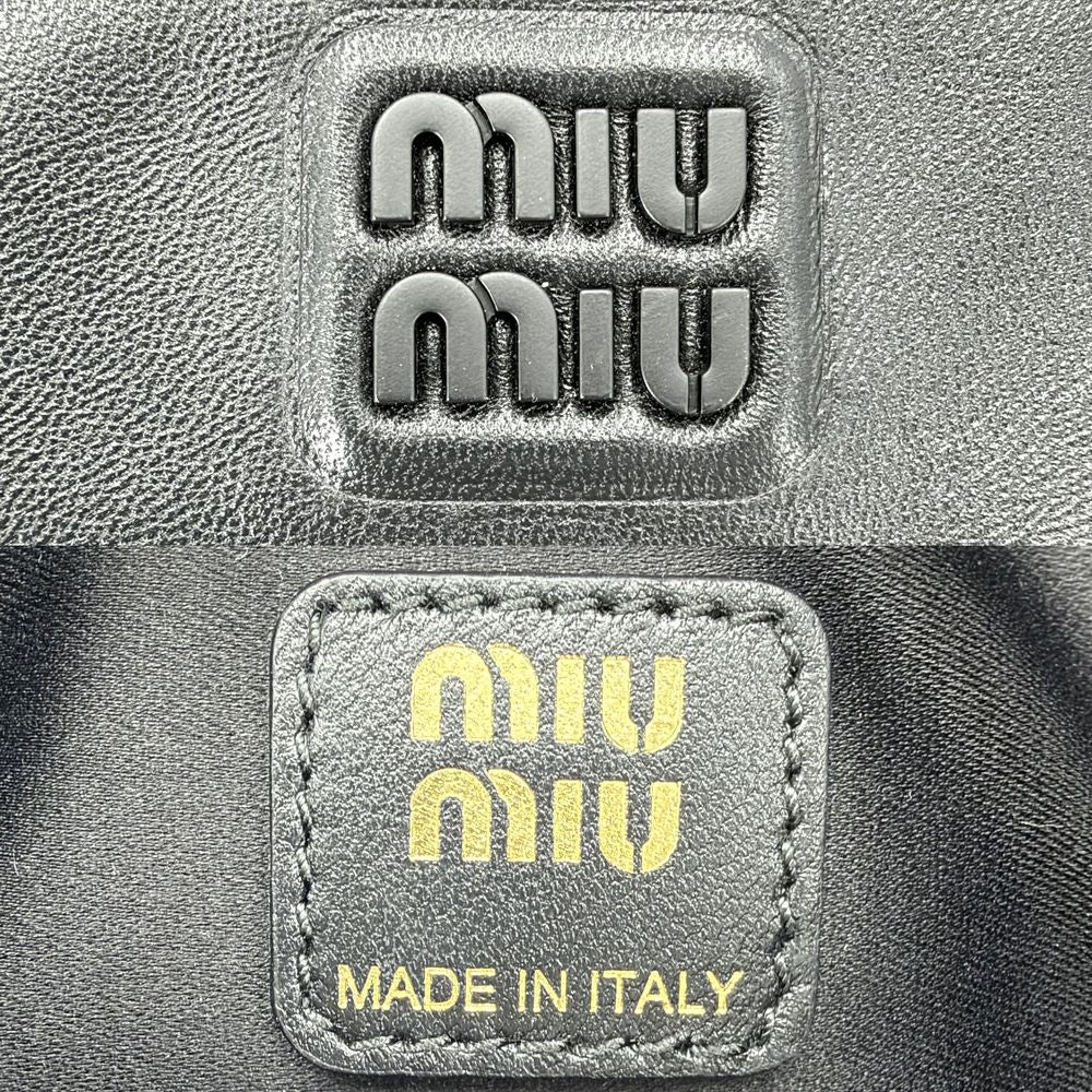Miu Miu Pouch Clutch Logo Leather Black Gold — view 5