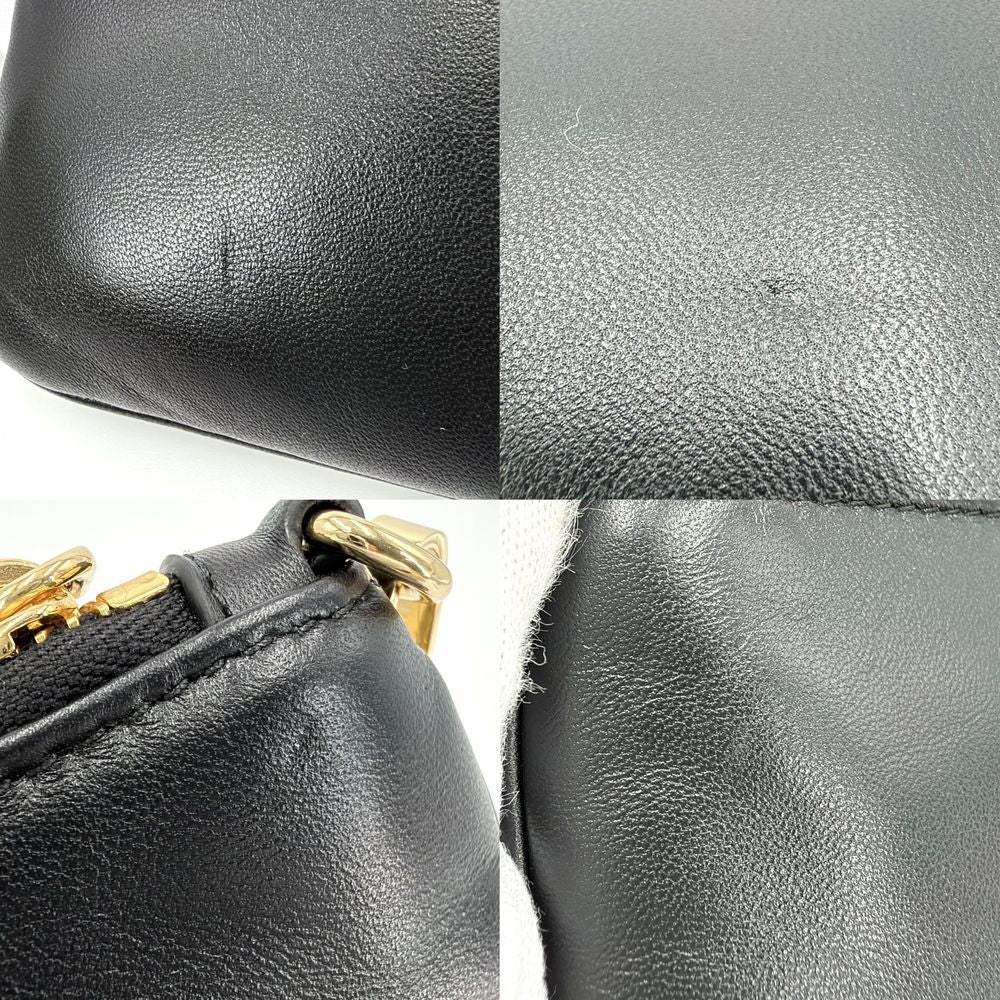 Miu Miu Pouch Clutch Logo Leather Black Gold — view 6