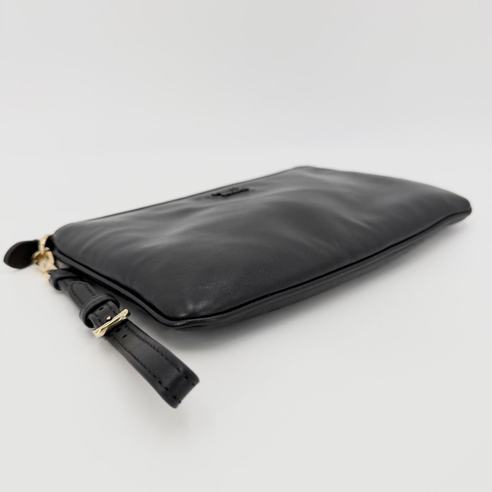 Miu Miu Pouch Clutch Logo Leather Black Gold — view 3