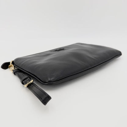 Miu Miu Pouch Clutch Logo Leather Black Gold — view 3