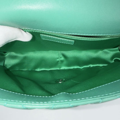 Chanel 2-Way Quilted Shoulder Bag CC Logo Crossbody Leather Green Silver — view 4