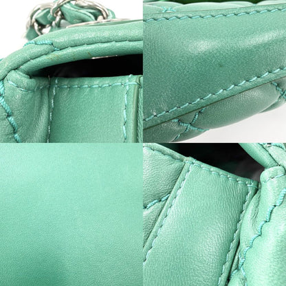Chanel 2-Way Quilted Shoulder Bag CC Logo Crossbody Leather Green Silver — view 7