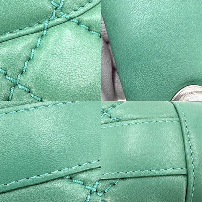 Chanel 2-Way Quilted Shoulder Bag CC Logo Crossbody Leather Green Silver — view 6