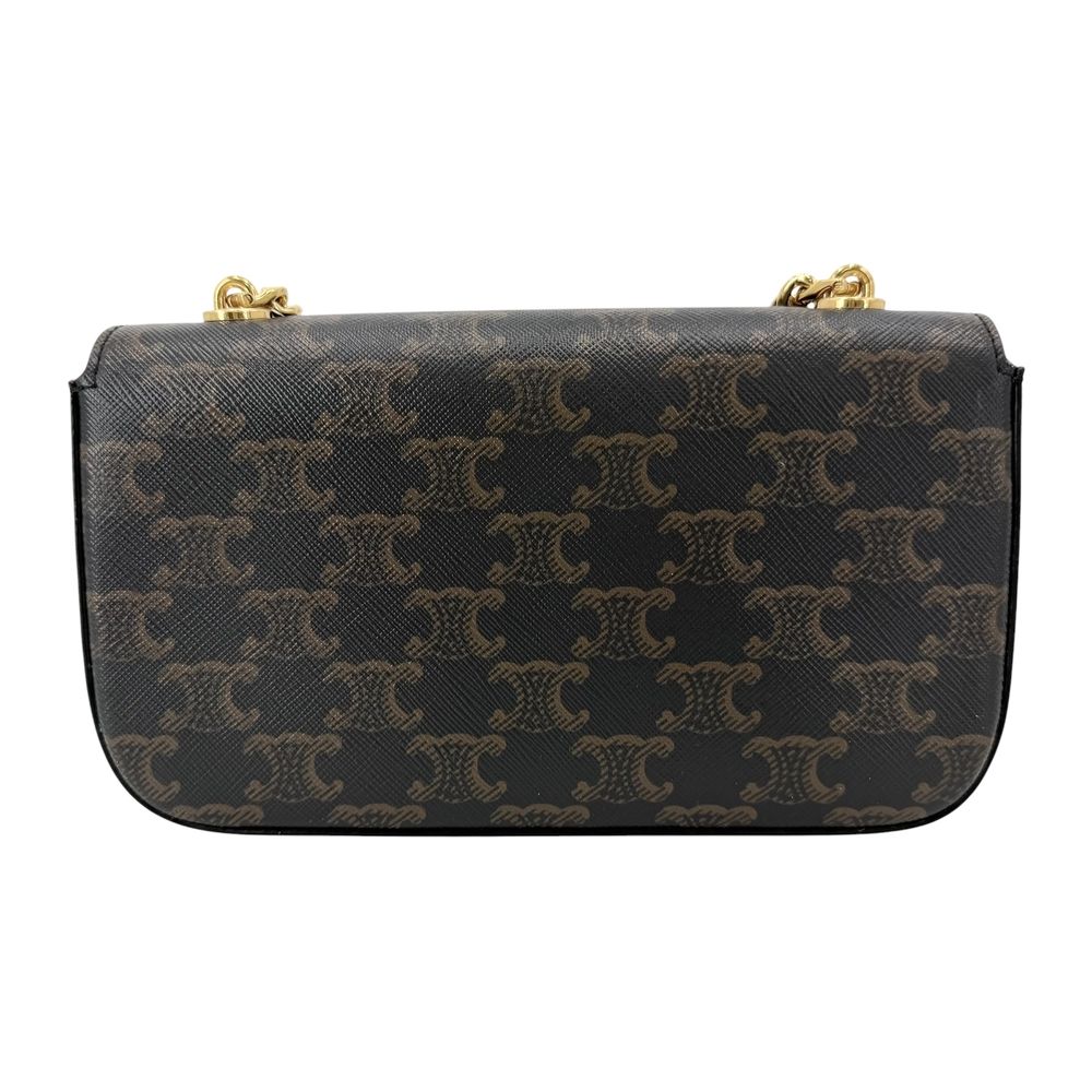 Celine Shoulder Bag Triomphe Chain Leather Brown Gold — view 2