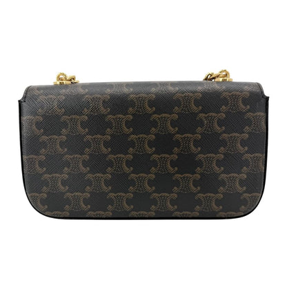 Celine Shoulder Bag Triomphe Chain Leather Brown Gold — view 2