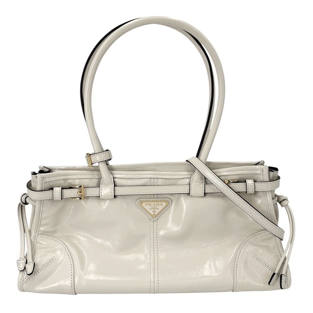 Prada 2-Way Bonnie Medium Shoulder Bag Crossbody Triangle Logo Tote Leather