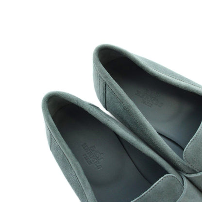 Hermes Pumps H Logo Suede Round Toe Green Heels — view 4