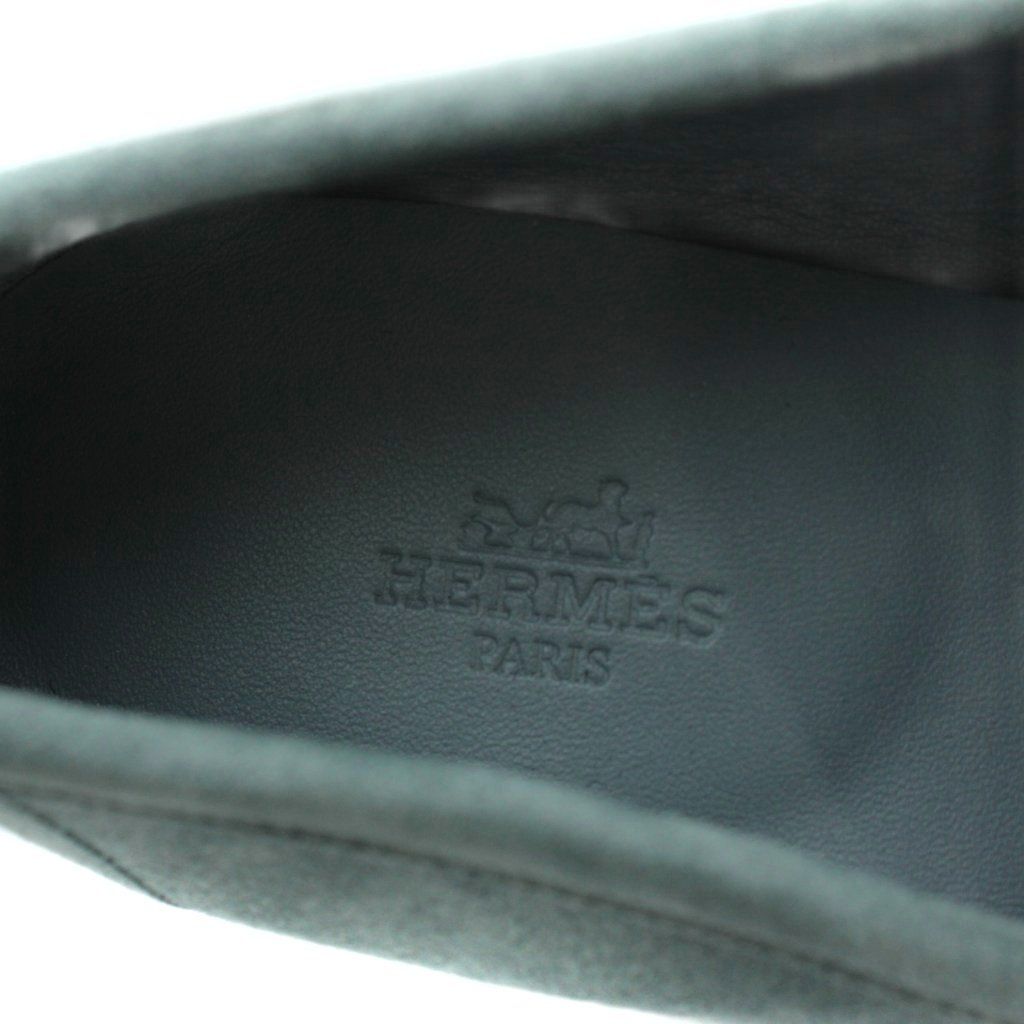 Hermes Pumps H Logo Suede Round Toe Green Heels — view 7