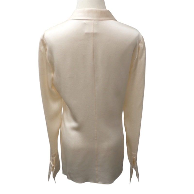 Chanel Vintage Bow Tie Blouse Silk Ivory Ribbon 38 — view 3