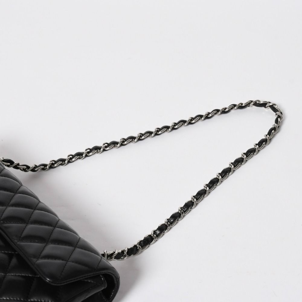 Chanel Quilted 25 S Flap S Chain Bag CC Logo Lambskin Black Silver — view 6