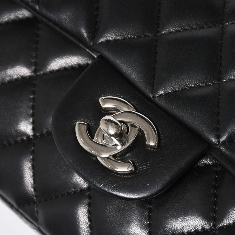 Chanel Quilted 25 S Flap S Chain Bag CC Logo Lambskin Black Silver — view 8