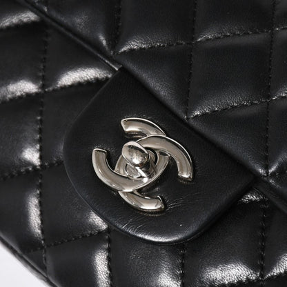 Chanel Quilted 25 S Flap S Chain Bag CC Logo Lambskin Black Silver — view 8