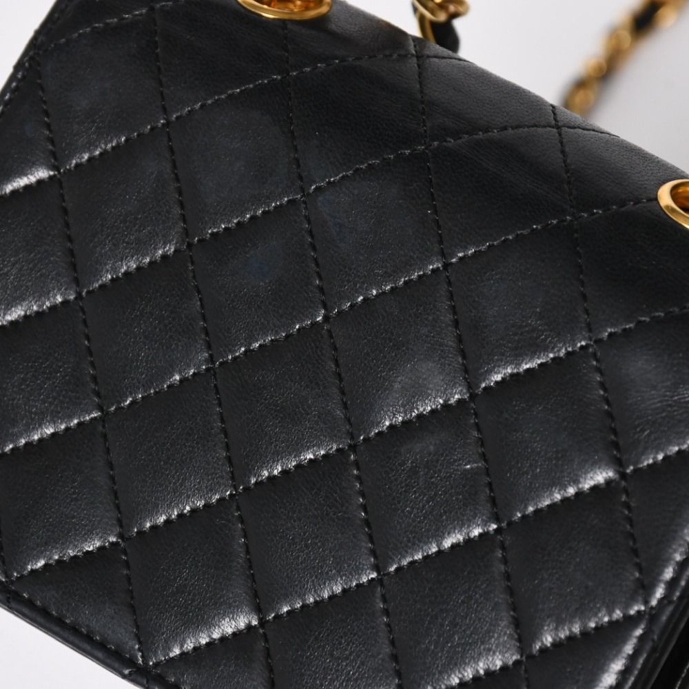Chanel Mini Quilted 14 Shoulder Bag Lambskin Black Gold — view 8