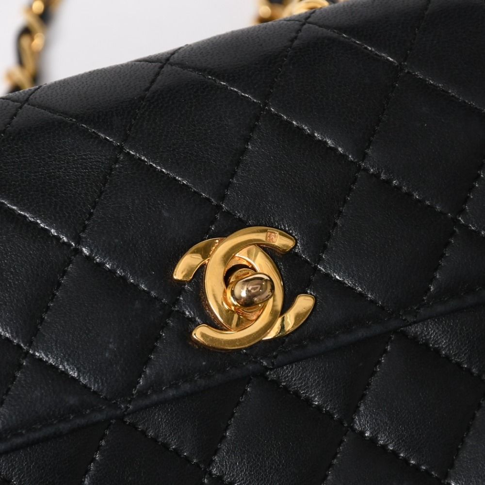 Chanel Mini Quilted 14 Shoulder Bag Lambskin Black Gold — view 7