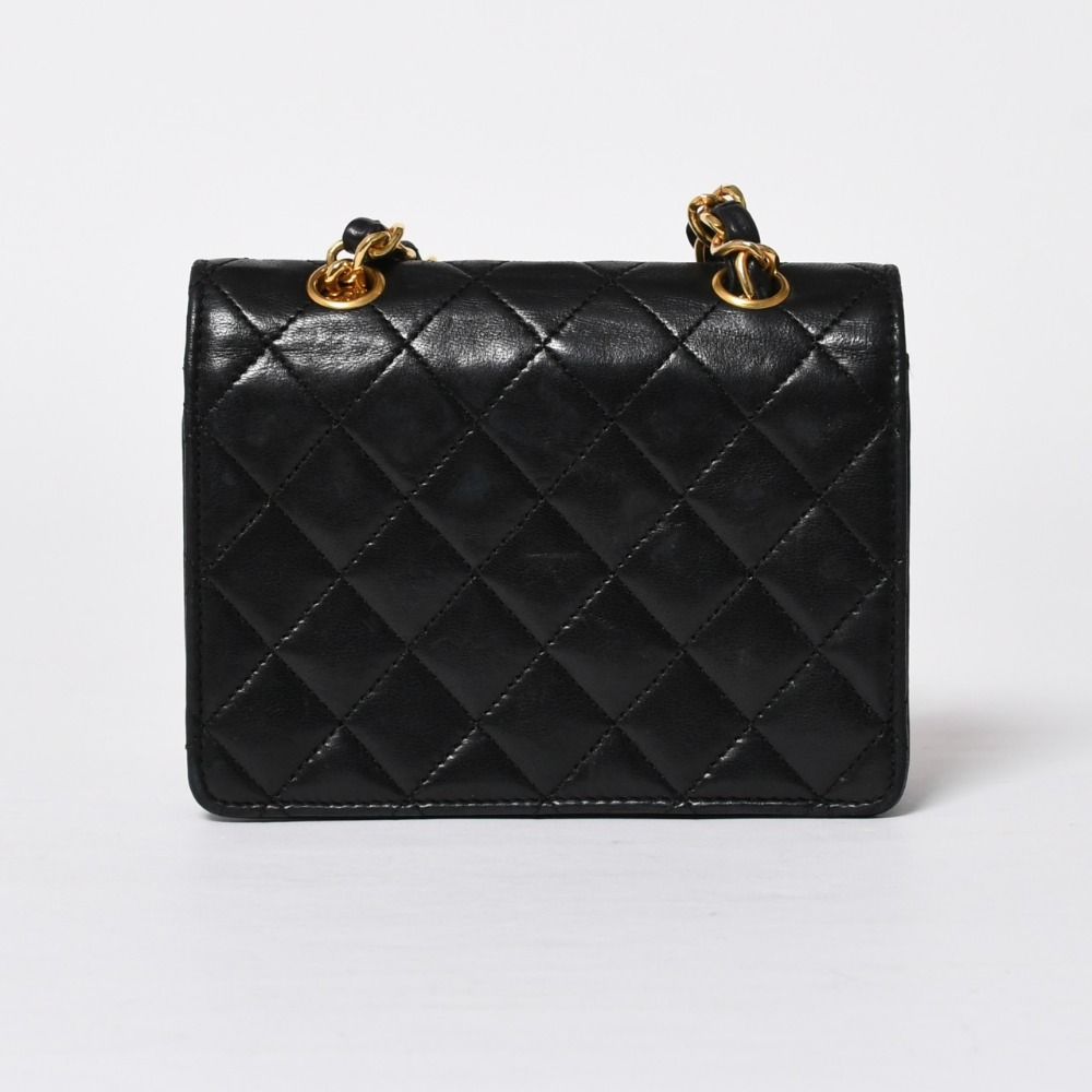 Chanel Mini Quilted 14 Shoulder Bag Lambskin Black Gold — view 2