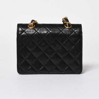 Chanel Mini Quilted 14 Shoulder Bag Lambskin Black Gold — view 2