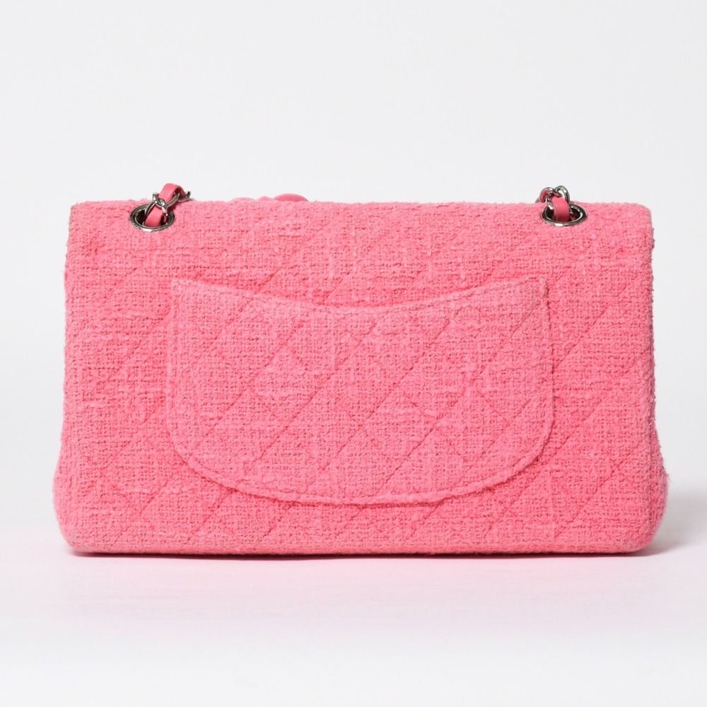 Chanel Double Flap Chain Shoulder Bag 25 CC Logo Cherry Blossom Flower Tweed — view 2