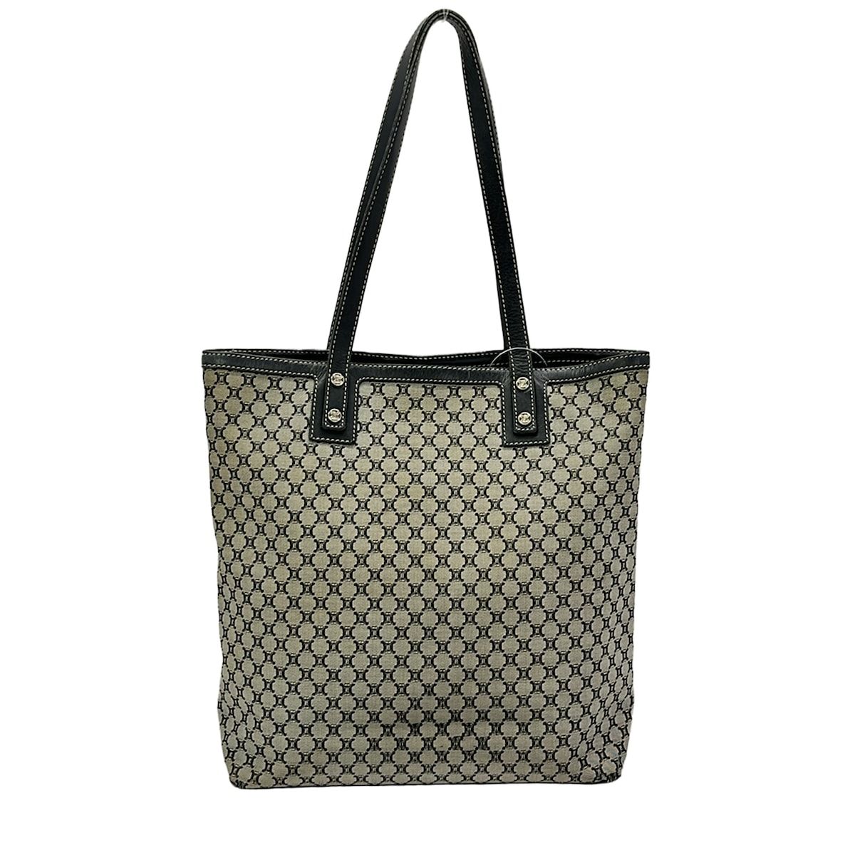 Celine Tote Bag Macadam Pattern Gray Black Leather — view 3