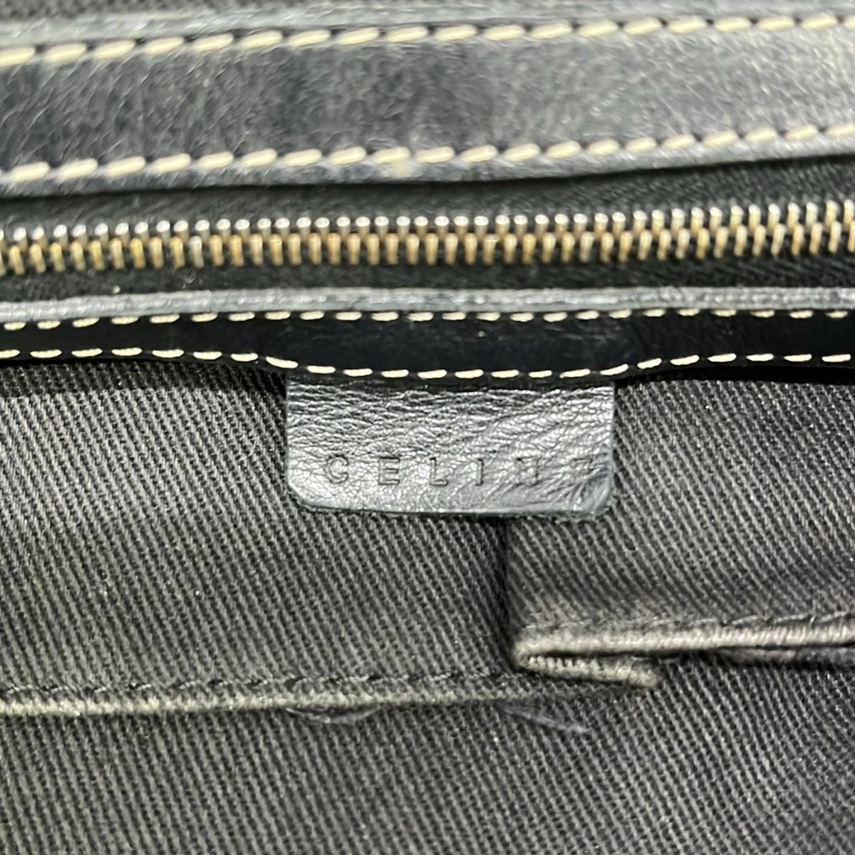 Celine Tote Bag Macadam Pattern Gray Black Leather — view 8