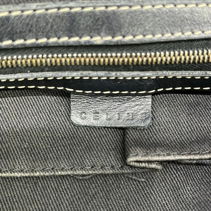 Celine Tote Bag Macadam Pattern Gray Black Leather — view 8