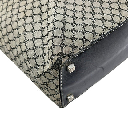 Celine Tote Bag Macadam Pattern Gray Black Leather — view 6