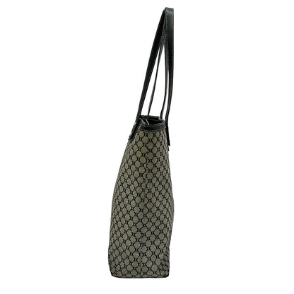 Celine Tote Bag Macadam Pattern Gray Black Leather — view 2