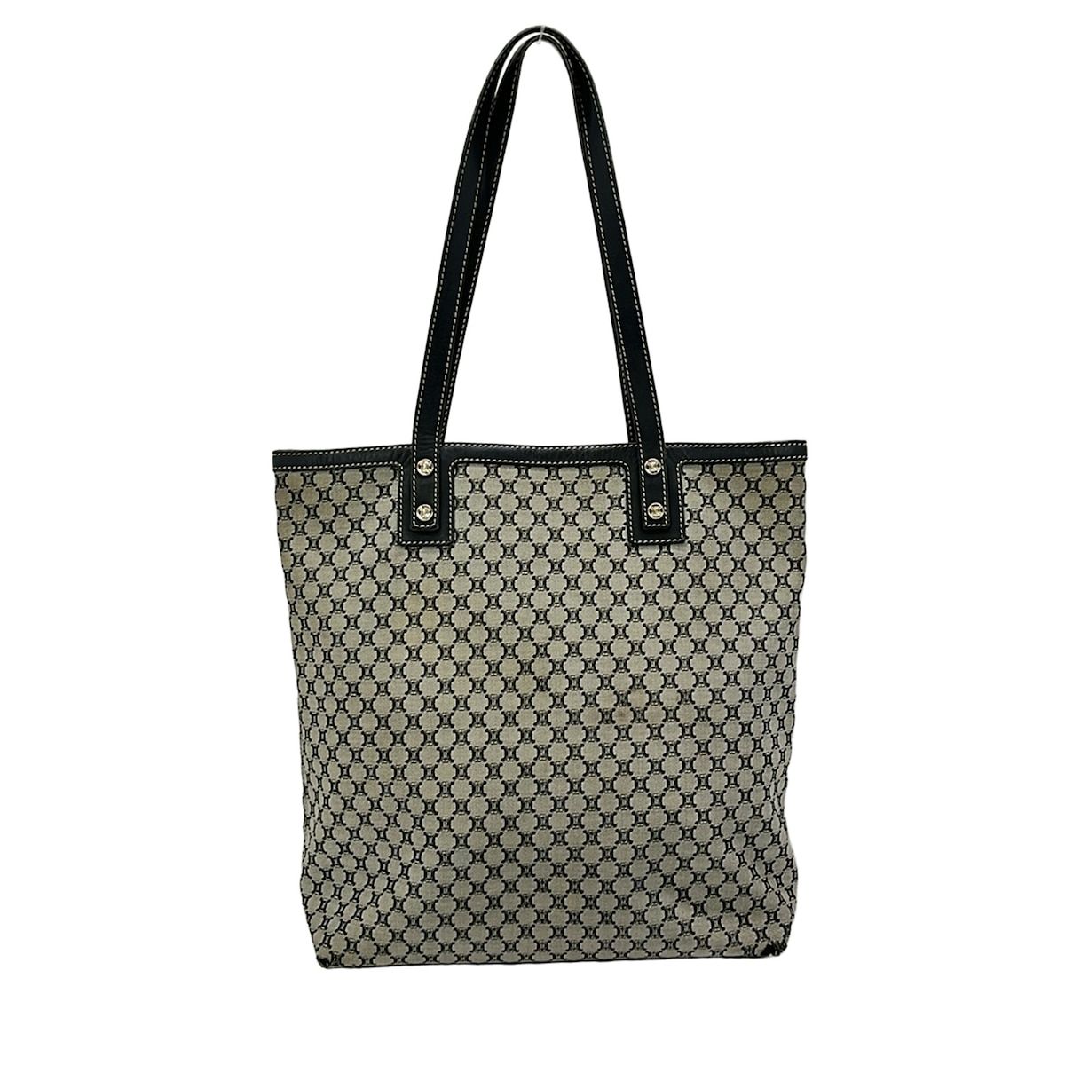 Celine Tote Bag Macadam Pattern Gray Black Leather