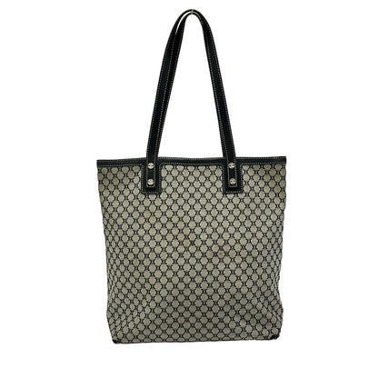 Celine Tote Bag Macadam Pattern Gray Black Leather