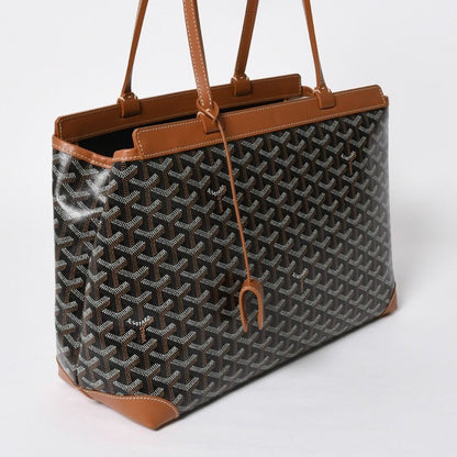 Goyard Bellechasse PM Tote Bag Black Brown Leather — view 3