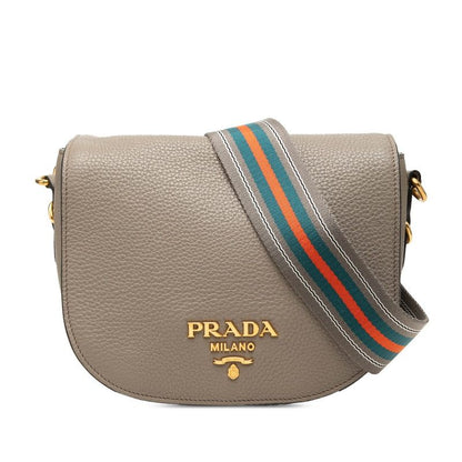 Prada Vitello Daino Crossbody Shoulder Bag Greige Leather