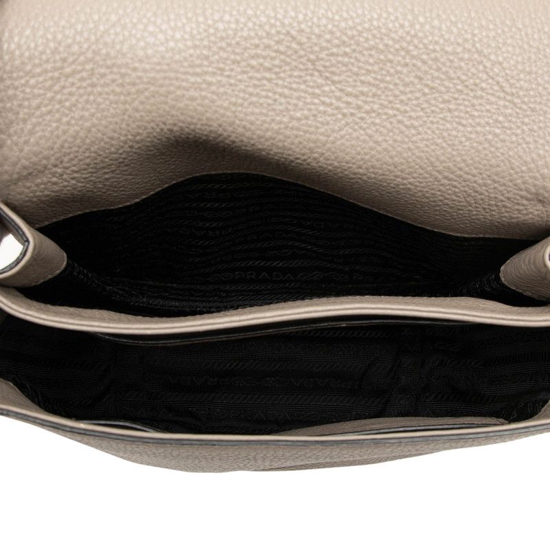 Prada Vitello Daino Crossbody Shoulder Bag Greige Leather — view 4