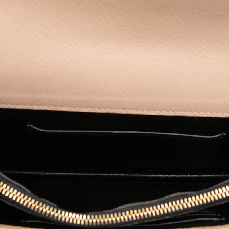 Prada Logo Crossbody Chain Shoulder Bag Beige Leather — view 4