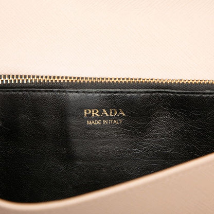 Prada Logo Crossbody Chain Shoulder Bag Beige Leather — view 5
