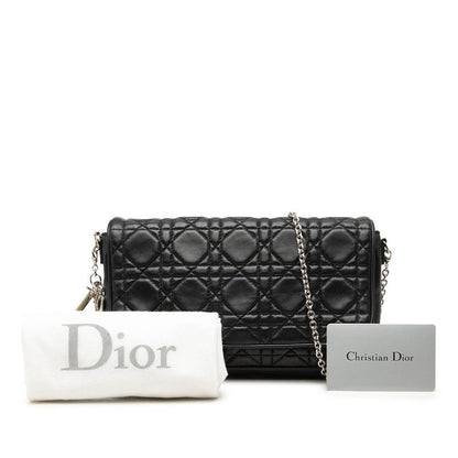 Dior Cannage Lady Dior Chain Wallet Shoulder Bag Black Lambskin — view 7