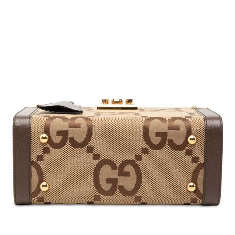 Gucci GG Canvas Jumbo Vanity Top Handle Shoulder Bag 2-Way Beige — view 3