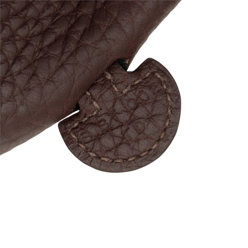 Hermes Evelyne TPM Crossbody Shoulder Bag Pochette Dark Brown Pink Taurillon — view 6