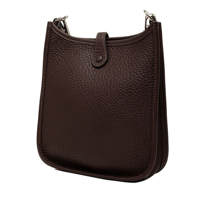 Hermes Evelyne TPM Crossbody Shoulder Bag Pochette Dark Brown Pink Taurillon — view 2